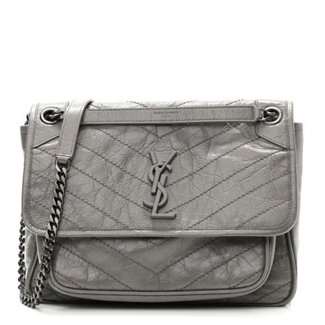 SAINT LAURENT Calfskin Monogram Medium Niki Chain Satchel 